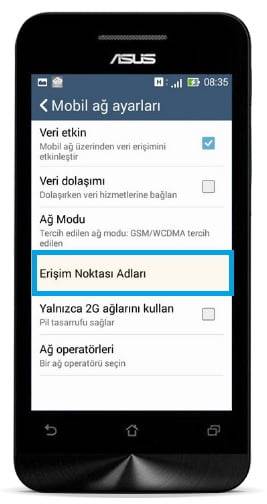 Asus Zenfone 4.5G internet ayarları