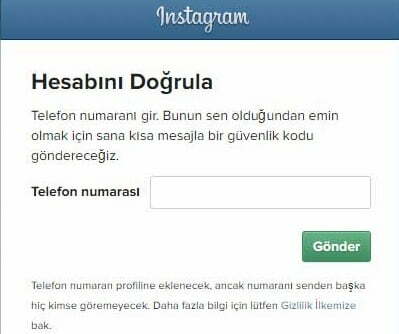 Instagram kod gelmiyor