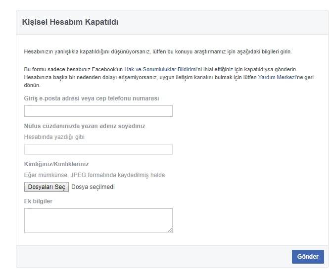 Facebook hesabım kapatıldı tekrar nasıl açılır