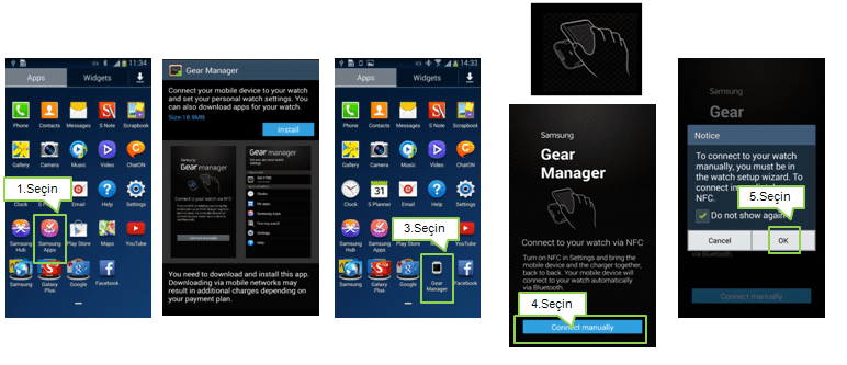 Galaxy Gear ile Samsung telefonu bağlama
