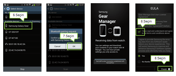 Galaxy Gear ile telefonu bağlama