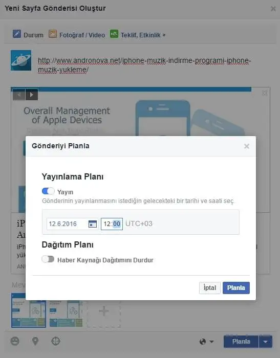 Facebook planlı zamanlı paylaşım olmuyor 