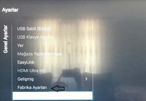 Smart TV fabrika ayarlarına geri döndürme