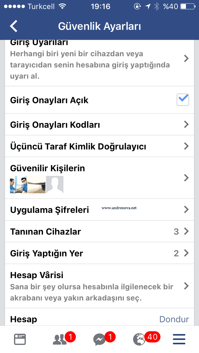 Facebook uygulama şifresi belirle 