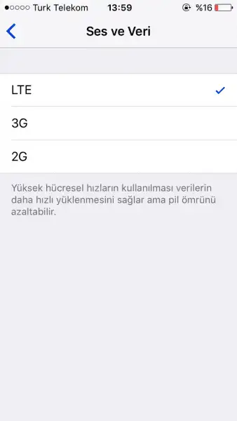 iPhone lte açma