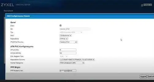 ​​Zyxel VMG3912-B10K modem ayarları