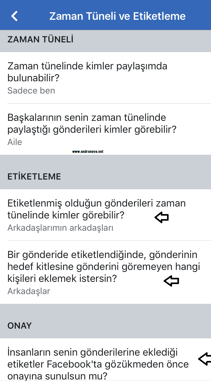 Facebook etiketlemeyi görenleri seçme