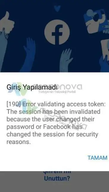 Facebook giriş yapılamadı sorunu