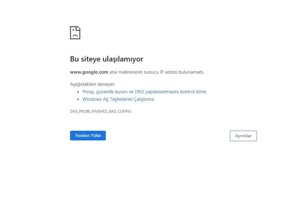 Google Ana Makinesinin Sunucu IP Adresi Bulunamadı Google ana makinesinin sunucu IP adresi bulunamadı
