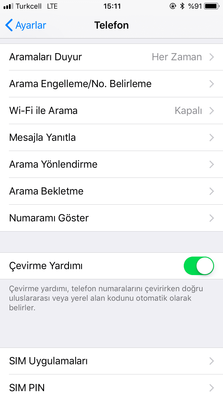 Arayan kişinin ismini söyleme nasıl kapatılır?