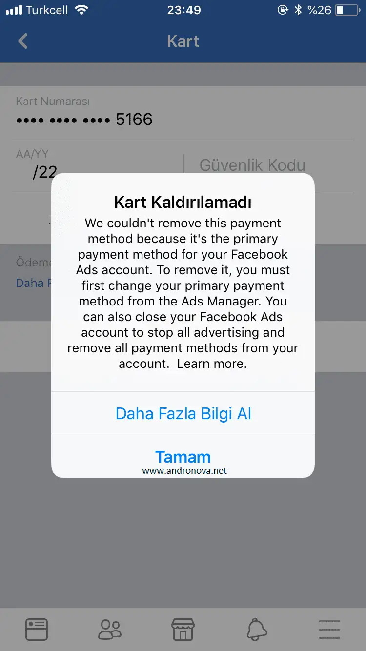 Facebook Reklamlardan Kredi Kartını Kaldırma Facebook kredi kalkmıyor