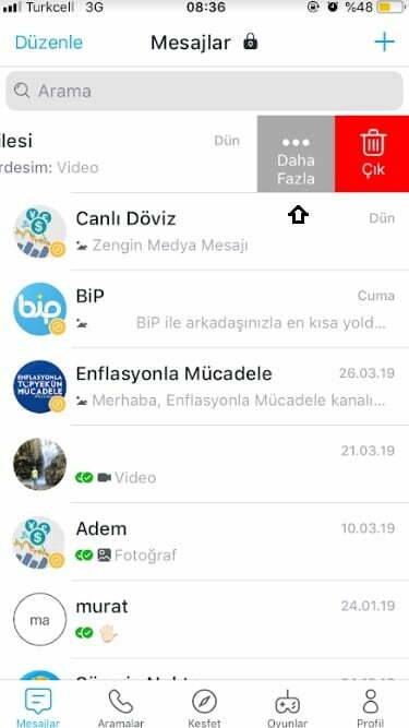 Bip sohbet geçmişi silme toplu grup mesajları silme