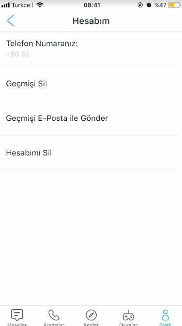 Bip grup mesajları silme