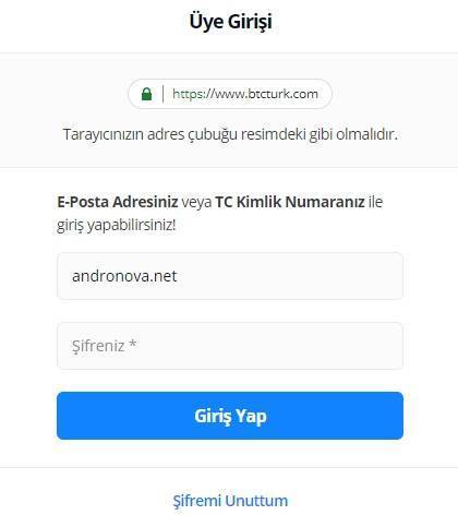 BtcTurk şifremi unuttum sıfırlama e-posta gelmiyor