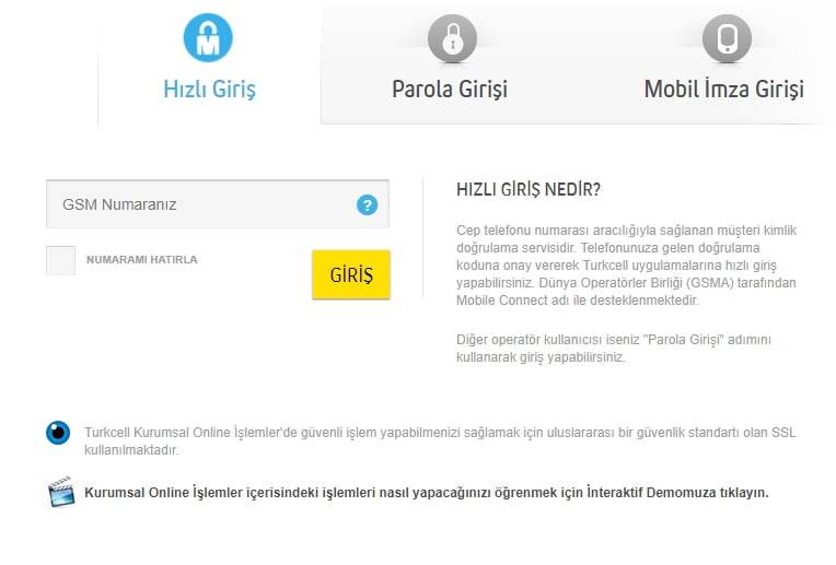 Turkcell hızlı giriş nasıl kullanılır?