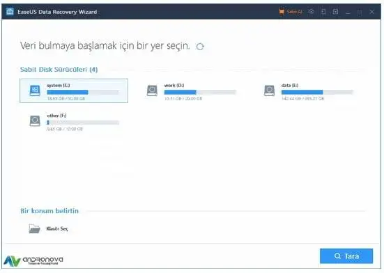 Easeus Data Recovery Wizard ile silinen verileri geri alma