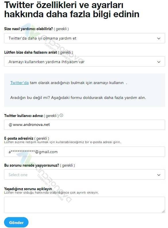 Twitter arama önerisi yasağı