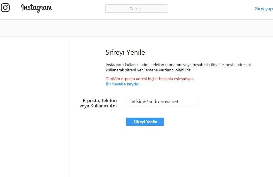 Instagram Girdiğin E-posta Adresi Hiçbir Hesapla Eşleşmiyor Instagram hesabım çıkmıyor diyenler