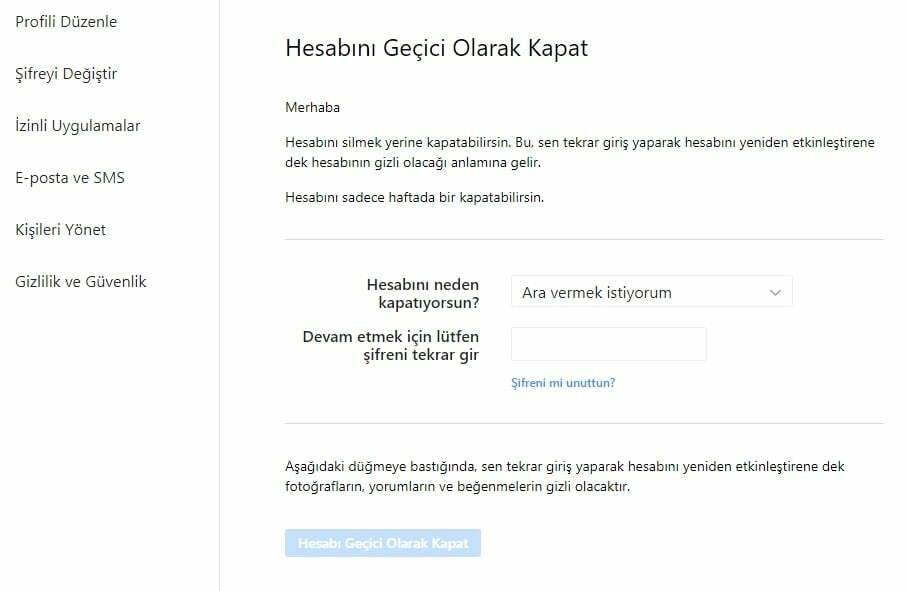 Instagram dondurulan hesap ne zaman silinir? 