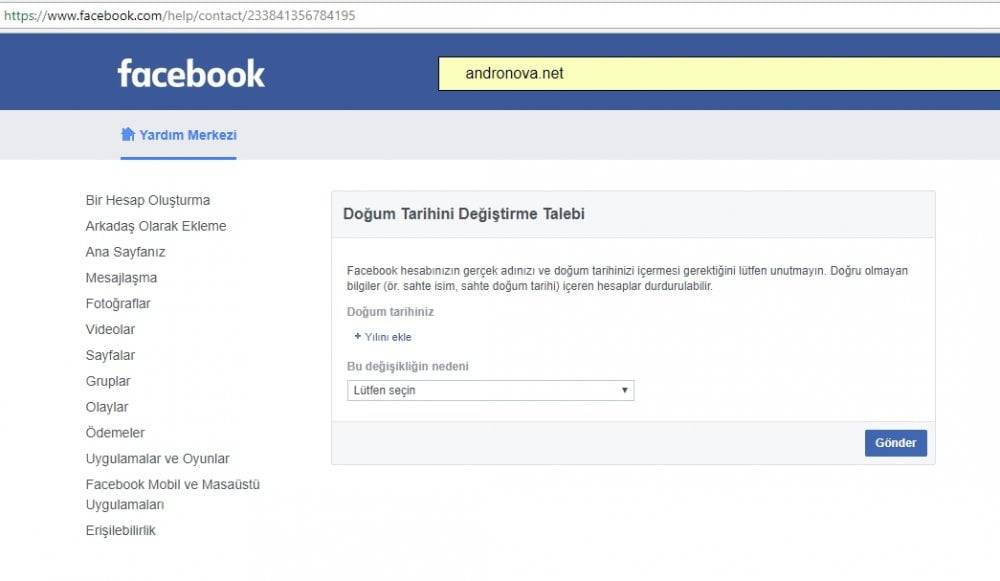 Facebook sınırsız doğum tarihi nasıl değiştirilir