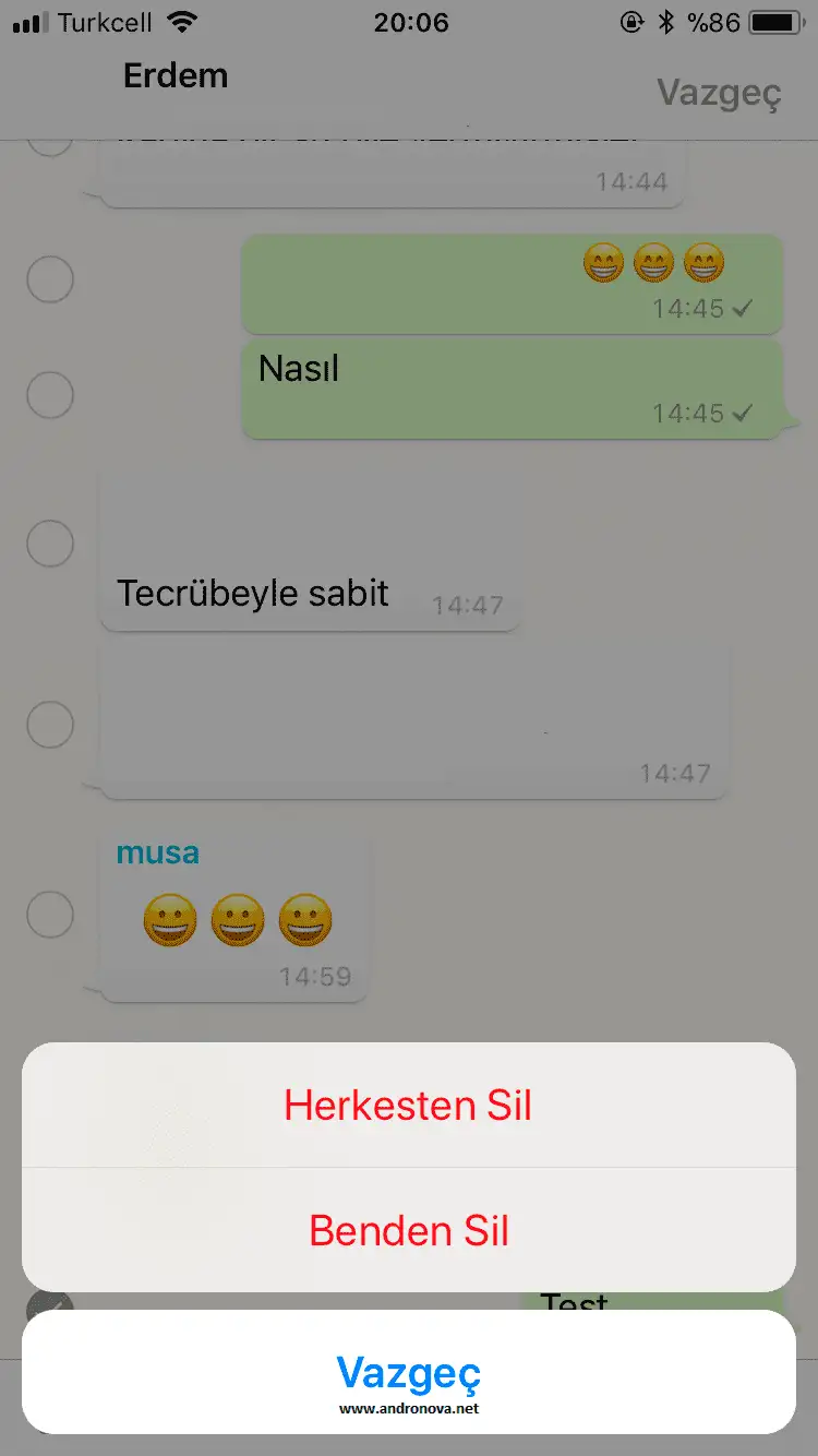 WhatsApp gönderilen mesajı geri alma denediniz mi?