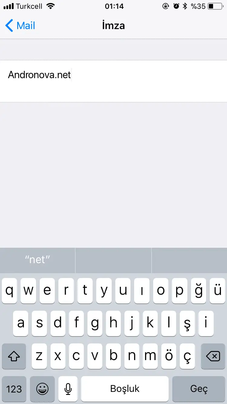iPhone' umdan Gönderildi Yazısını Değiştirme iPhone mail imza ekleme