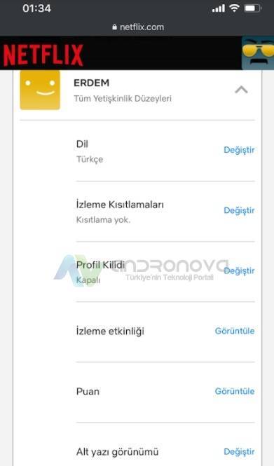 Netflix profil kilidi kapatma
