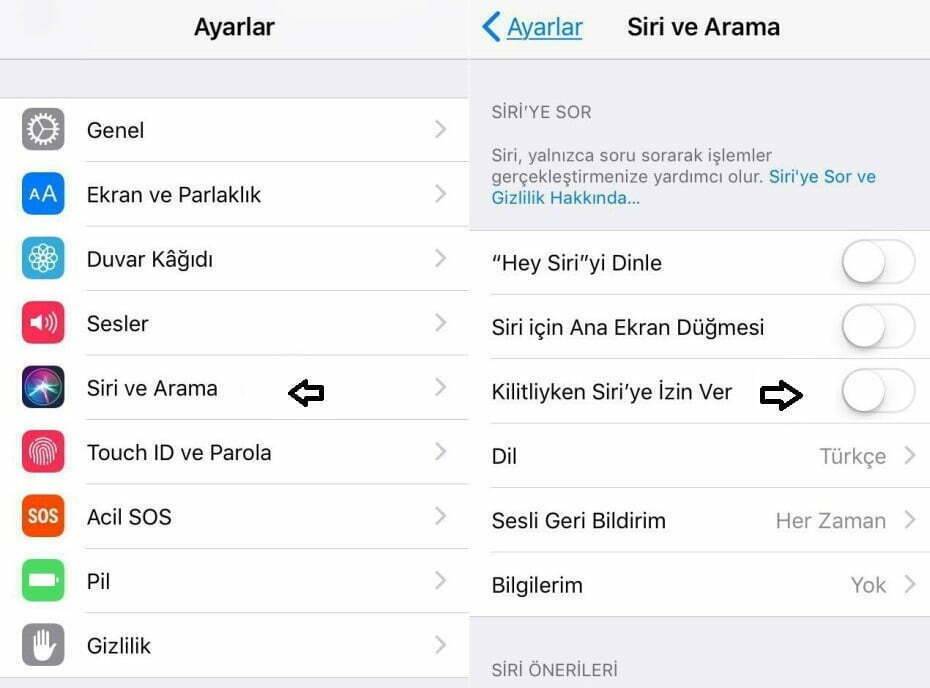 iPhone ekran kilidinde Siri ile arama yapma