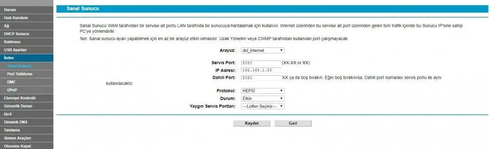 TP-Link TD W9970 Modemde Port Açma Nasıl Yapılır güvenlik kamerası port açma