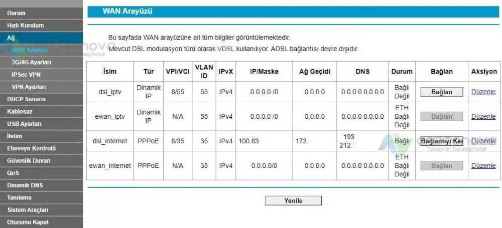 Modem internet şifresini değiştirme