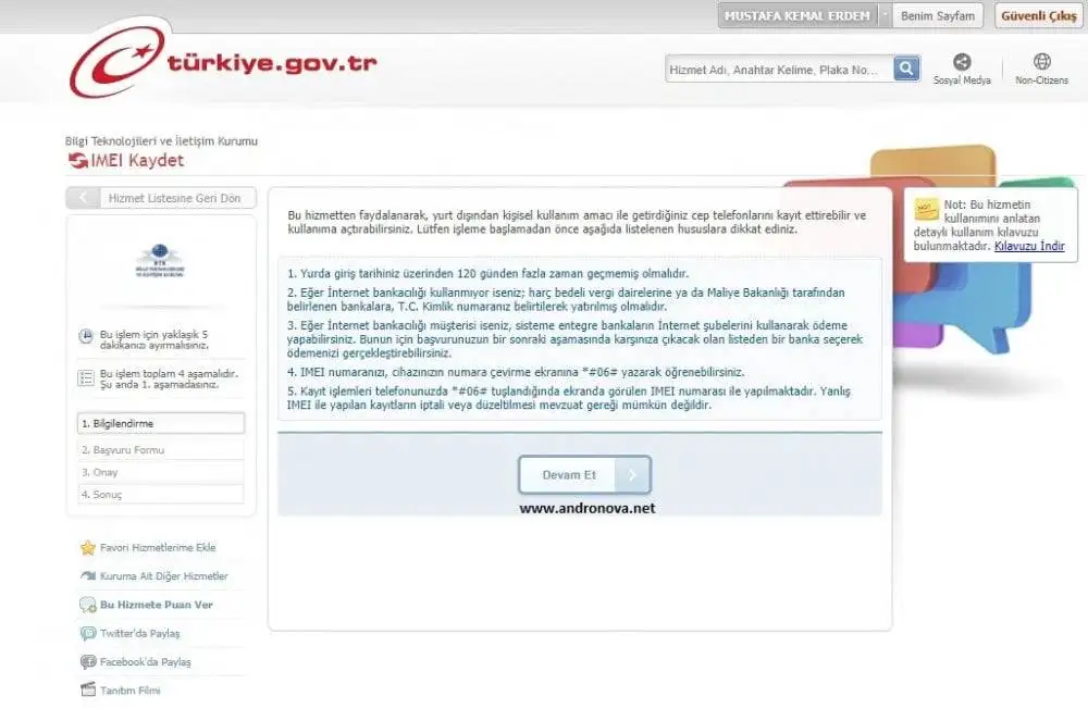 Yurtdışından Getirilen Telefonda IMEI Kaydını E-Devlet’ten Yapma yurtdışı cihaz nasıl kayıt edilir