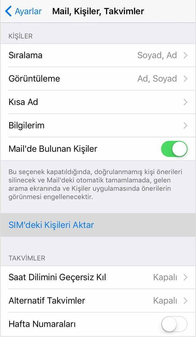 iPhone' da rehber görünmüyor sorunu