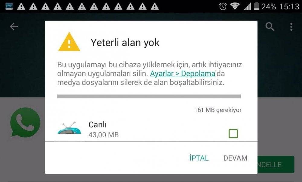 Turkcell T40 T50 T60 T70 yeterli alan yok çözümü