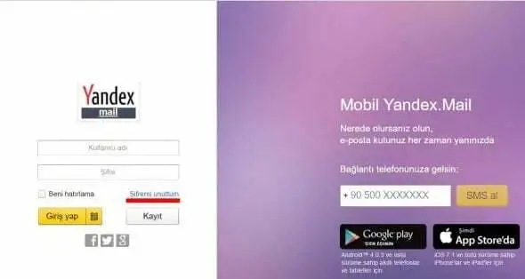 Yandex Şifremi Unuttum Yandex şifremi unuttum