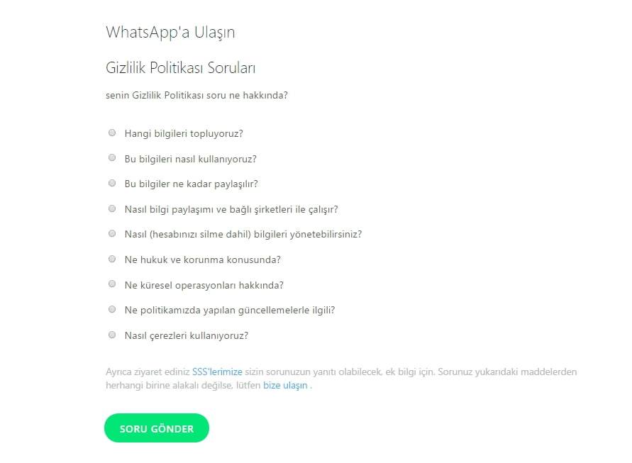 WhatsApp iletişim numarası için alternatif