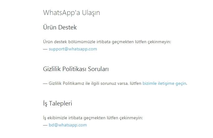 whatsapp iletişim numarası