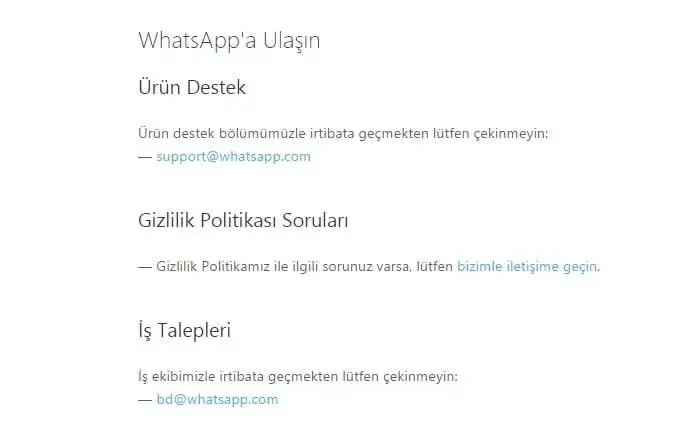 whatsapp iletişim numarası