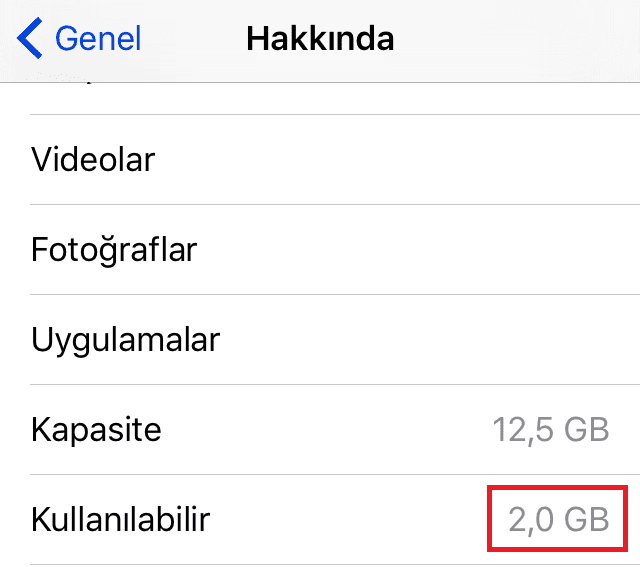 iPhone telefonda yeterli saklama alanı yok sorunu