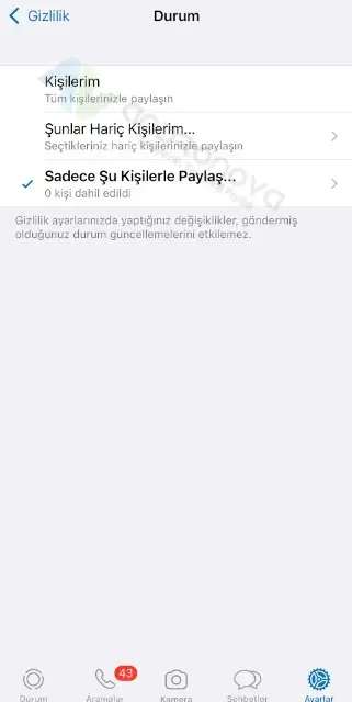 WhatsApp engelledigim kisi duruma 2