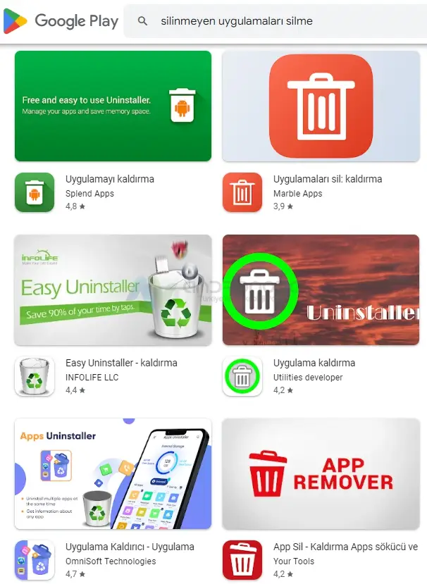 kaldirilmayan uygulamalari kaldirma 1