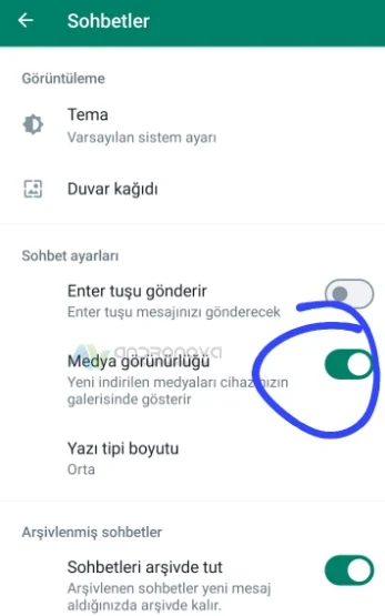 WhatsApp gelen fotograflar galeride gozukmuyor 3