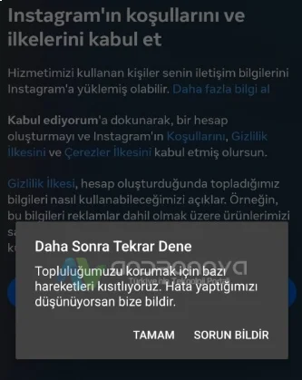 instagram daha sonra tekrar dene 1